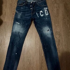 DSQUARED2 Blue Denim Jeans with White Accents